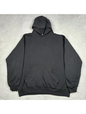 Vintage Russell Athletic Hoodie Mens XLT Black Sweatshirt Distressed Mexico Y2K